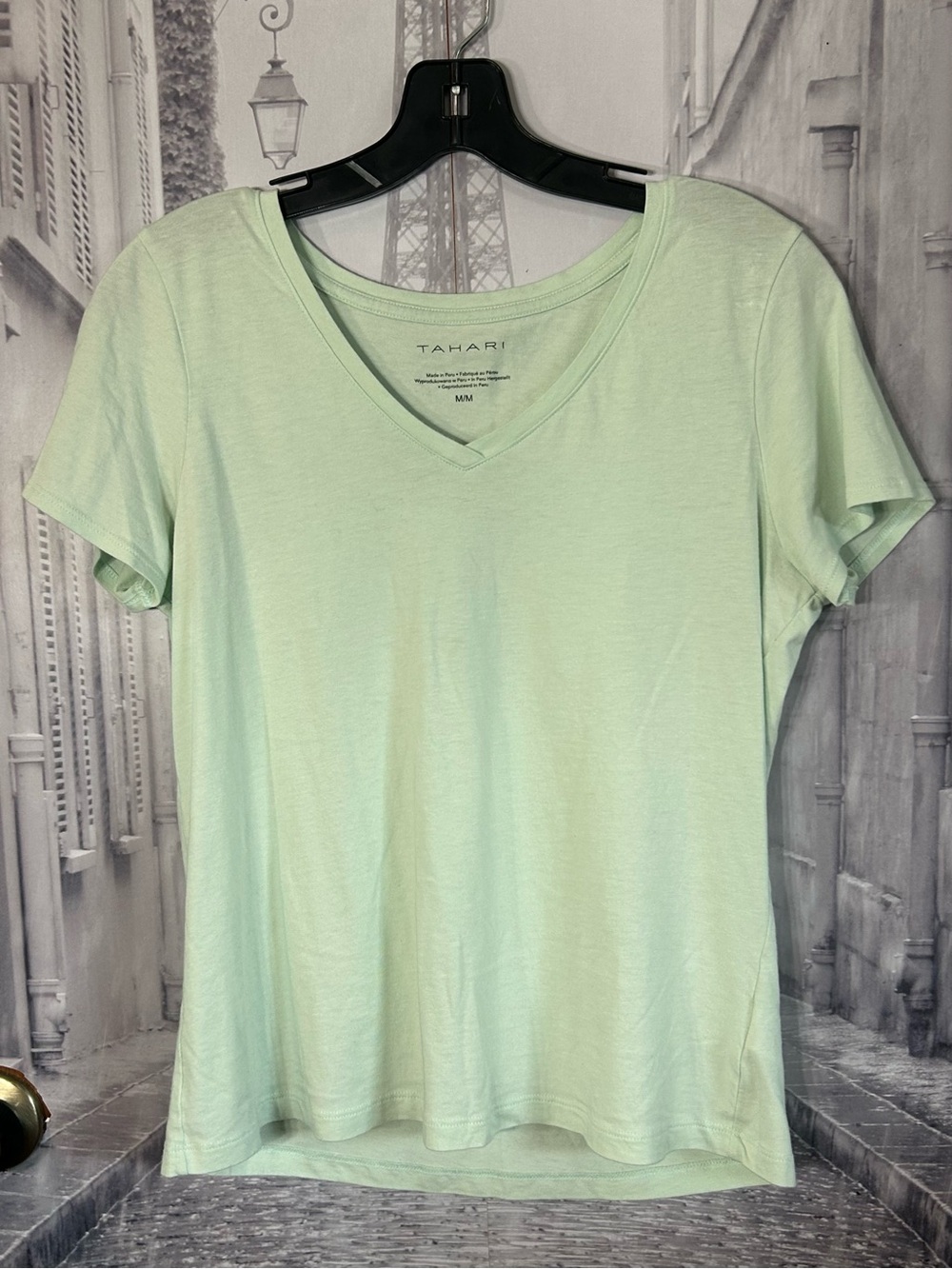 Tahari Mint Green V-Neck Short Sleeve Tee